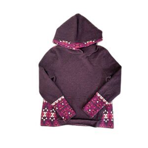 Title Nine 100% Merino Wool Geometric Pullover Hoodie - M - Purple